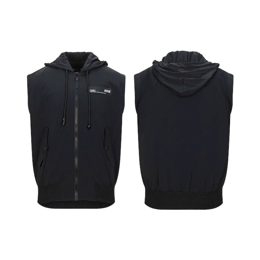 Versace Jeans Couture Men's Nylon Hooded Vest Black Medium
